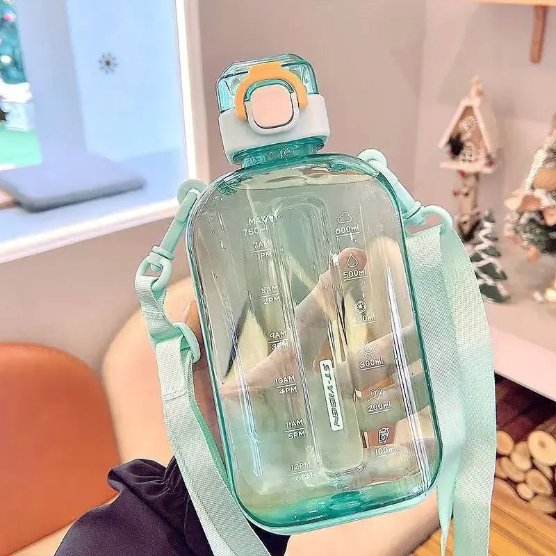 Flat Square Transparent Water Bottle