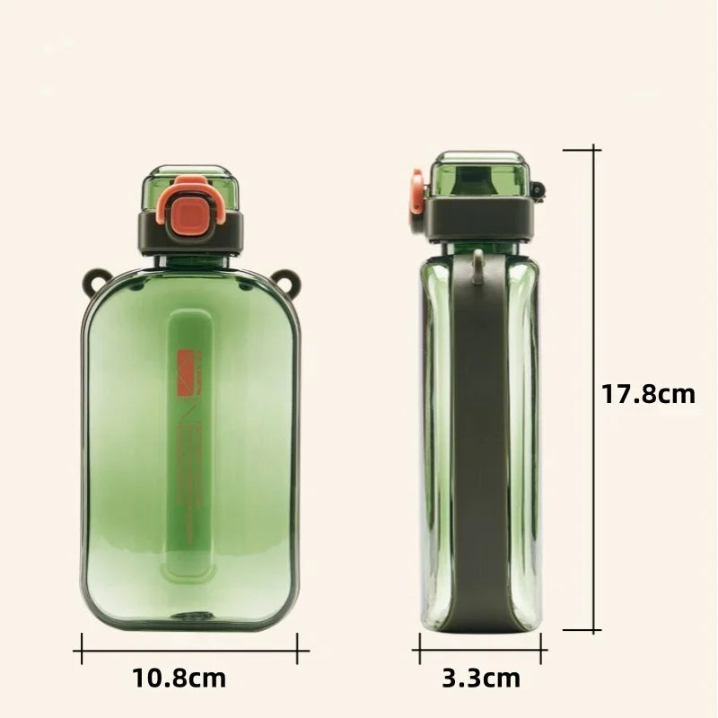 Flat Square Transparent Water Bottle