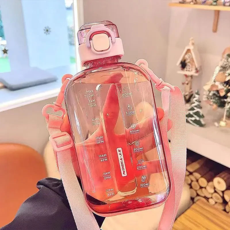 Flat Square Transparent Water Bottle