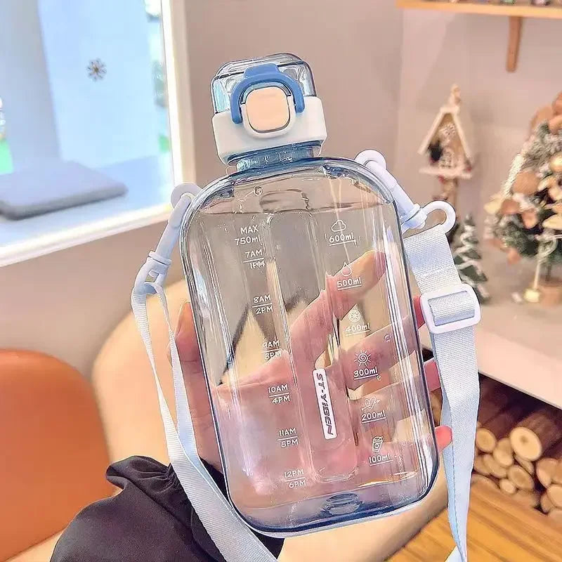 Flat Square Transparent Water Bottle