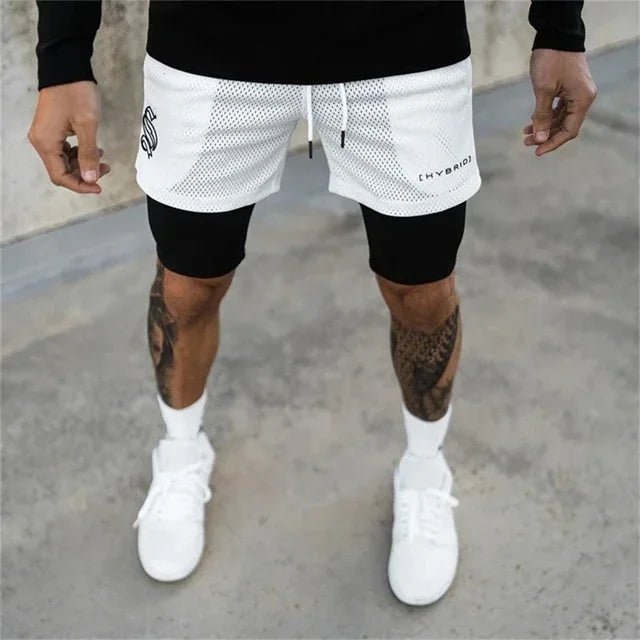 2-in-1 Mesh Sports Shorts