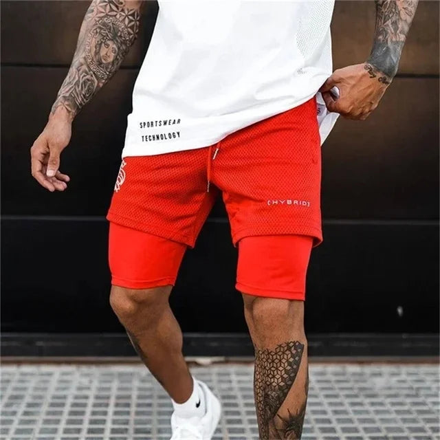 2-in-1 Mesh Sports Shorts