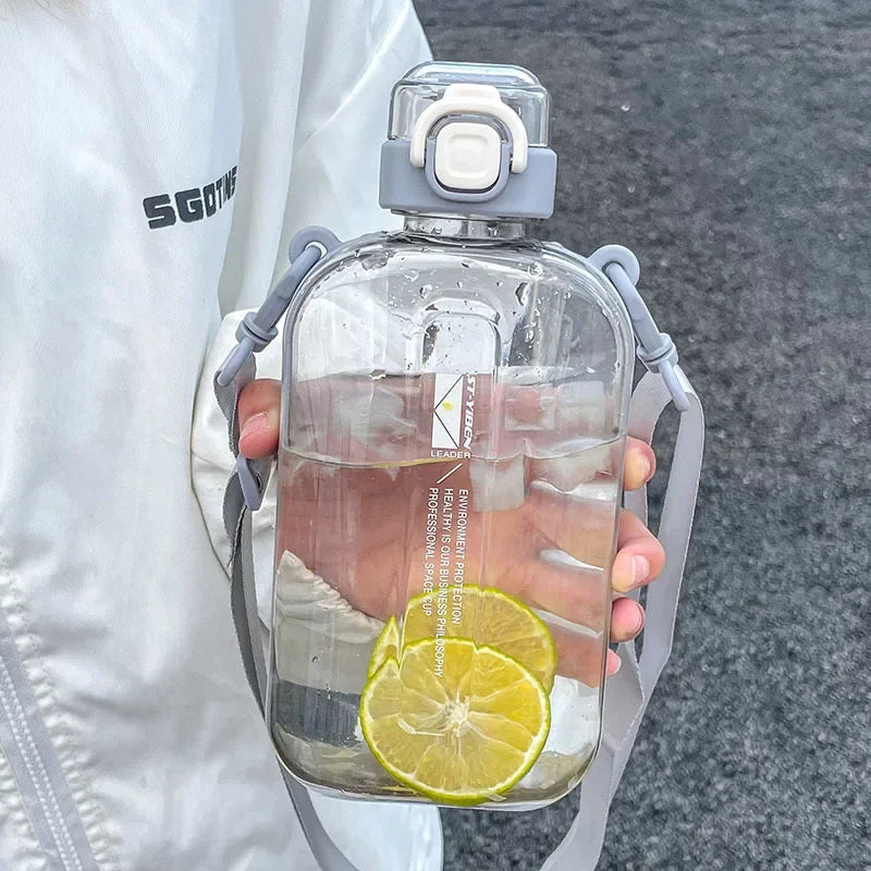 Flat Square Transparent Water Bottle