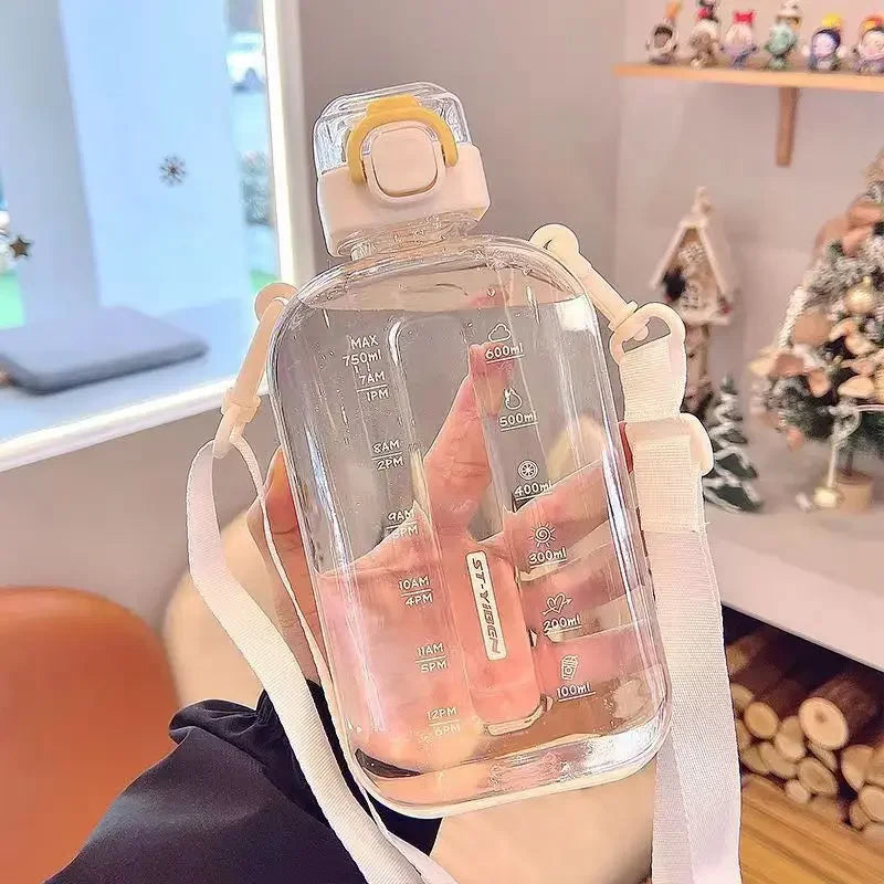 Flat Square Transparent Water Bottle